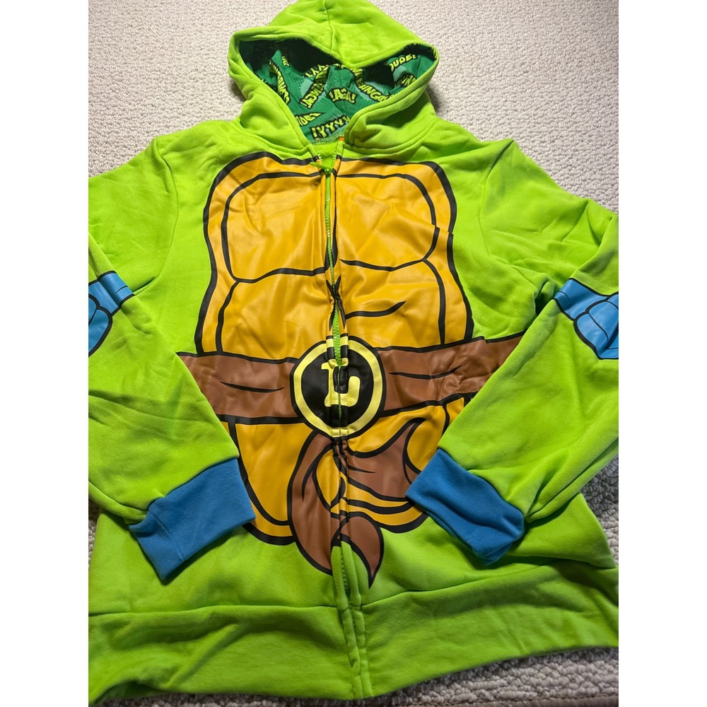 Nickelodeon TMNT Leonardo Hoodie Green Blue Size Child L/XL Costume Zip Up Shirt